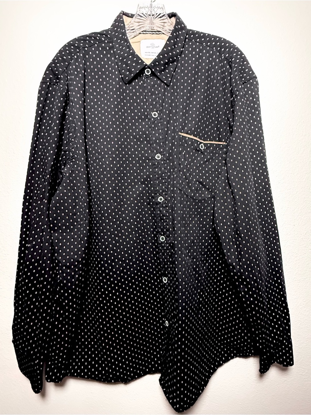 Craft + Flow long sleeve button-up black & white flip cuff mens 2XL shirt